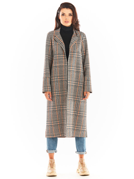 Awama Awama Płaszcz A368 Granatowy Basic Fit