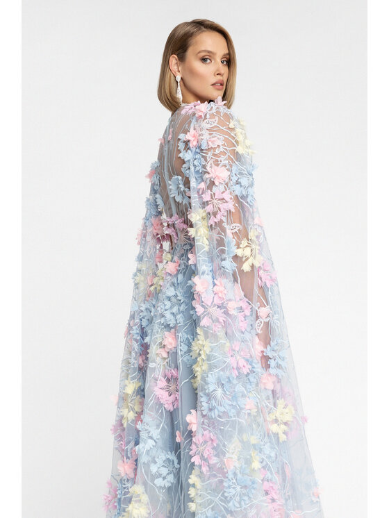 MATSOUR'I MATSOUR'I Sukienka elegancka Hortensia Maxi Niebieski A-Line Fit