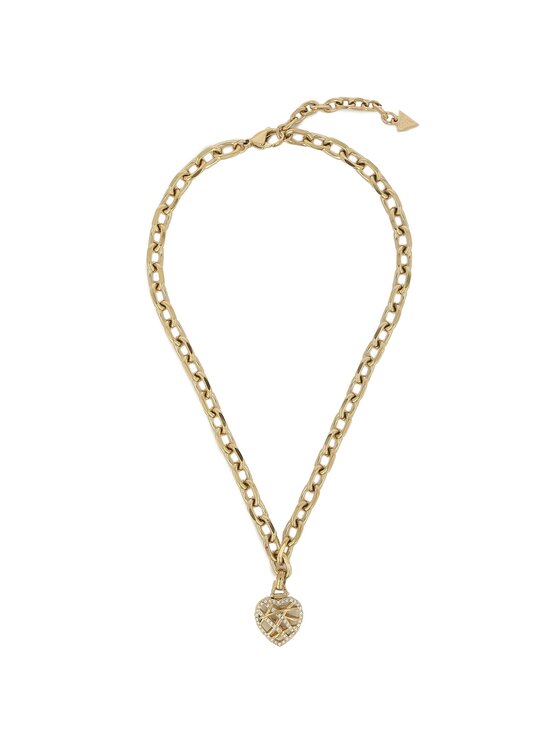 Guess Ogrlica Heart Cage JUBN03 093JW Pozlačeno Z Rumenim Zlatom