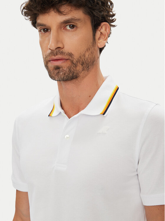 K-Way K-Way Тениска с яка и копчета Jud K1125DW Бял Regular Fit