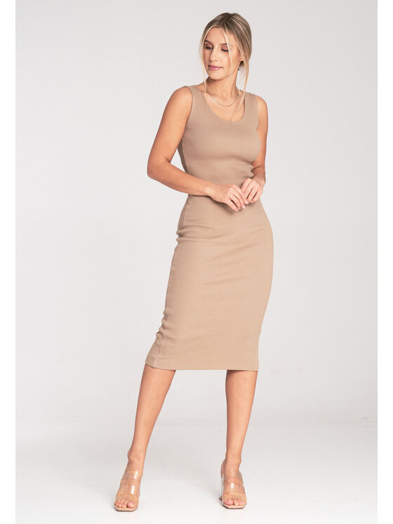 FIGL FIGL Sukienka codzienna M1053 Beżowy Fitted Fit