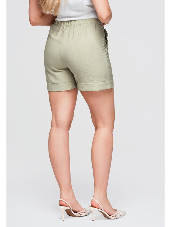 Ombre Ombre Szorty materiałowe OW-ST-E0006 Khaki Relaxed Fit