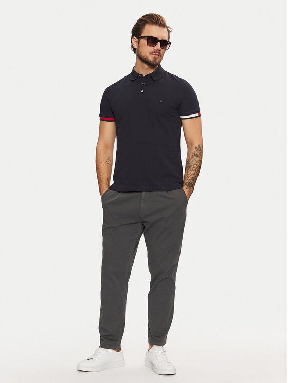 Tommy Hilfiger Tommy Hilfiger Polokošeľa Flag Cuff MW0MW37518 Tmavomodrá Slim Fit