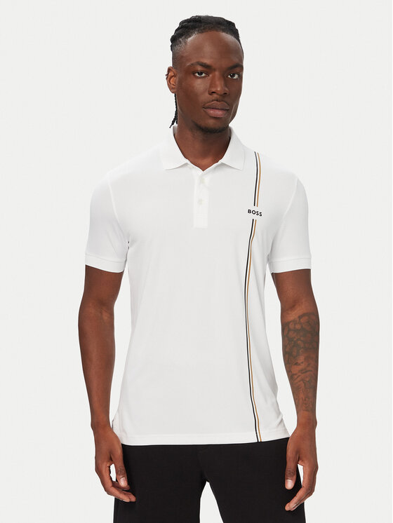 BOSS Tricou polo PL_TOC Game 3 50563363 Alb Regular Fit