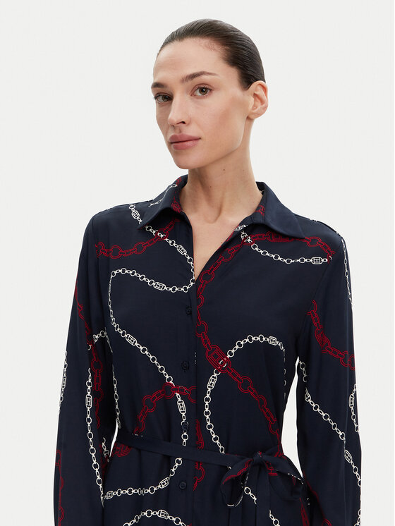 Tommy Hilfiger Tommy Hilfiger Sukienka koszulowa WW0WW44665 Granatowy Regular Fit