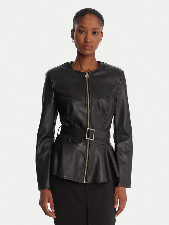 Rinascimento Geacă din imitație de piele CFC0125192003 Negru Slim Fit