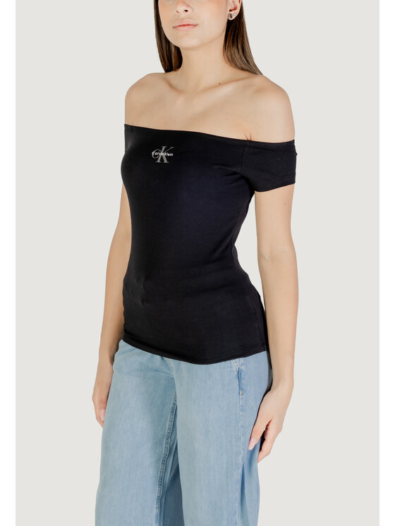 Calvin Klein Jeans Calvin Klein Jeans T-shirt MONOGRAM OFF SHOULDE Nero Casual Fit