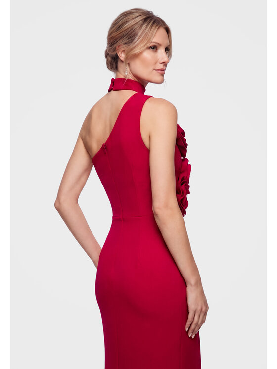 Ombre Ombre Večerní šaty LA-OM-DLR453 Červená Slim Fit