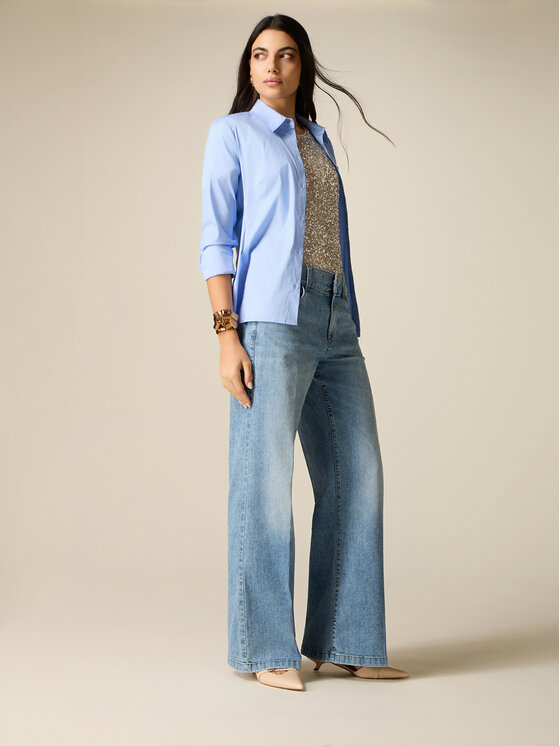 Oltre Oltre Jeansy P448R009008N004 Turkusowy Baggy Fit