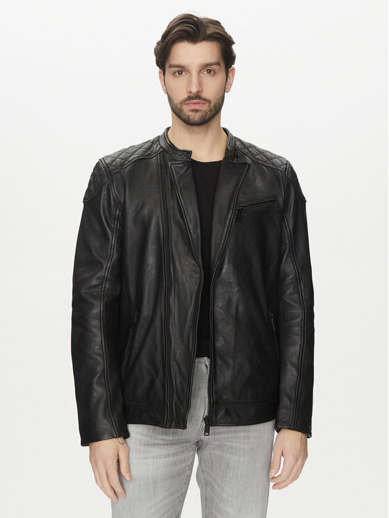 Mustang Mustang Lederjacke Rivo 310-24-050 Schwarz Regular Fit