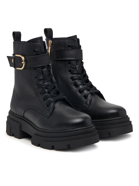 Tommy Hilfiger Tommy Hilfiger Traperid Leather Th Buckled Lace-Up Boot FW0FW09550 Must