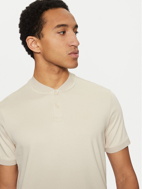 Calvin Klein Calvin Klein Тениска с яка и копчета K10K111201 Бежов Regular Fit