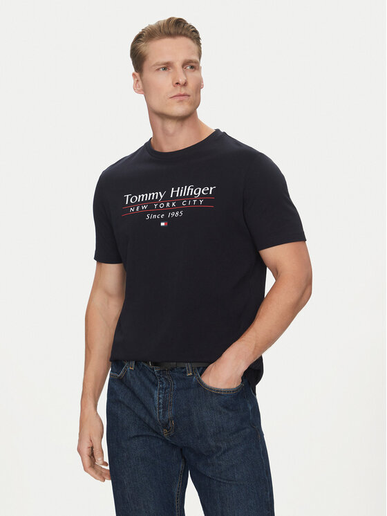 Tommy Hilfiger Tommy Hilfiger Póló Center Stack MW0MW38621 Sötétkék Regular Fit