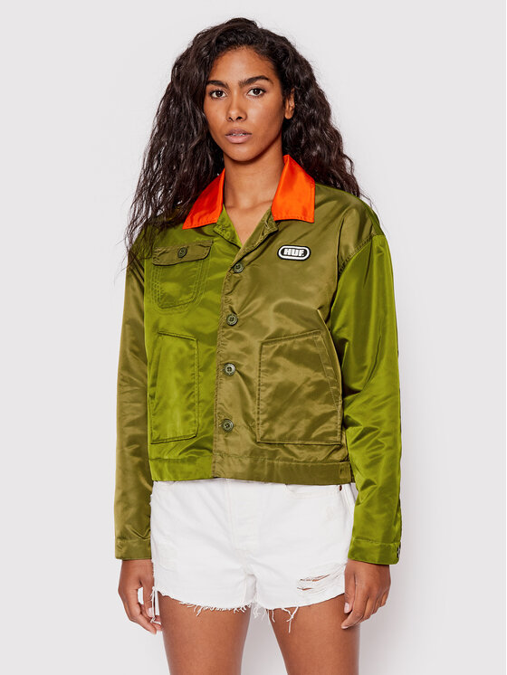 HUF Geacă Flight Crop WJK0019 Verde Regular Fit