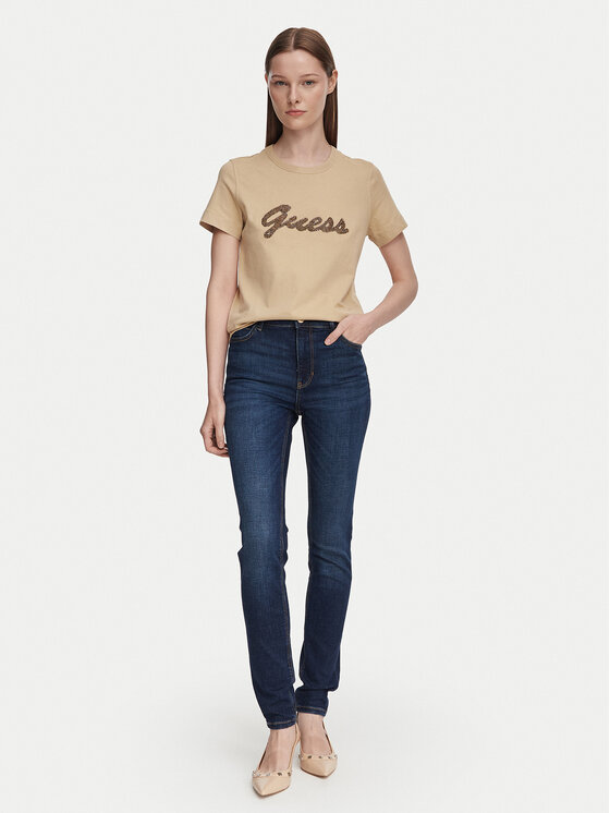 Guess Guess Majica W6YI29 K4348 Bež Regular Fit