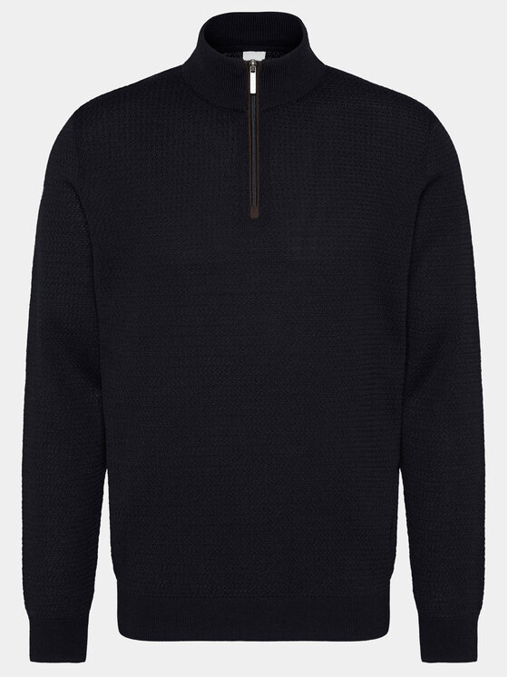 Bugatti Pull Homme Tricot Avec Fermeture Éclair Courte - Coupe Droite, Confort Léger Printemps/Été, Style Élégant Décontracté