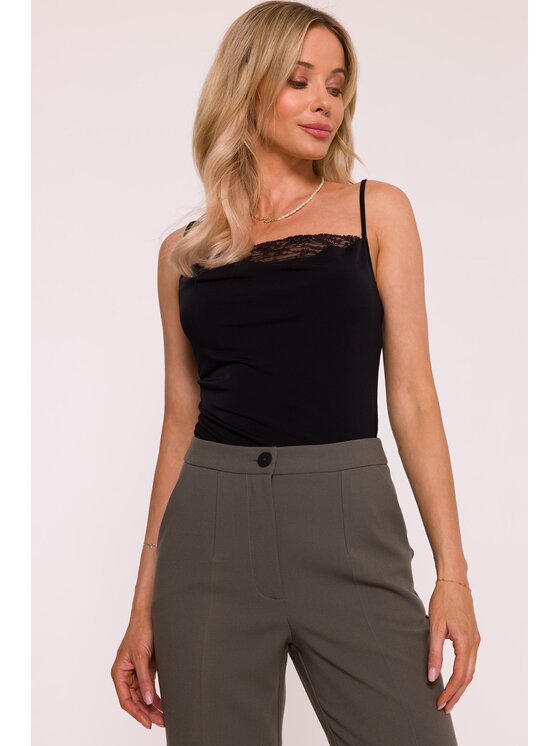 Stylove Stylove Spodnie garniturowe S418 Khaki Wide Leg