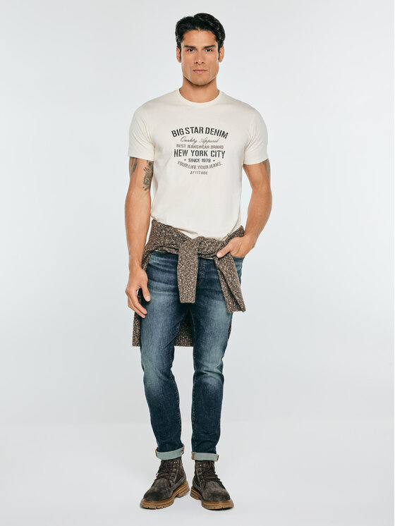 BIG STAR BIG STAR T-Shirt NEVISSER Kremowy Basic Fit