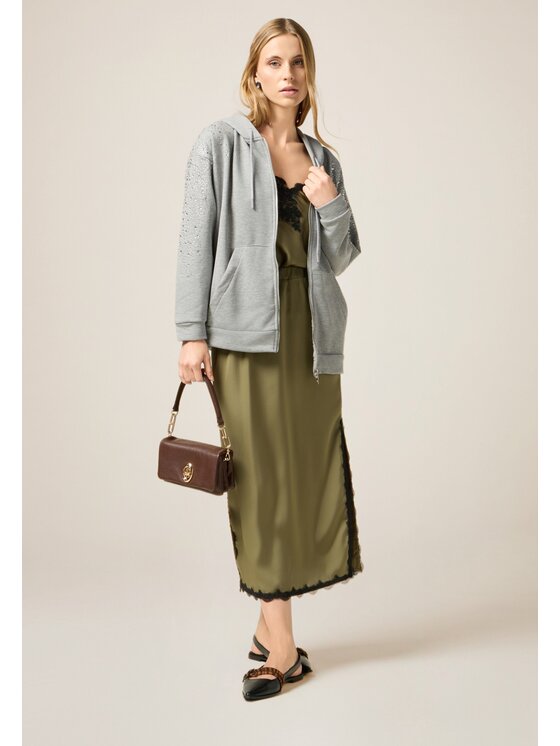 Oltre Oltre Spódnica midi 1008J000304N035 Zielony Regular Fit