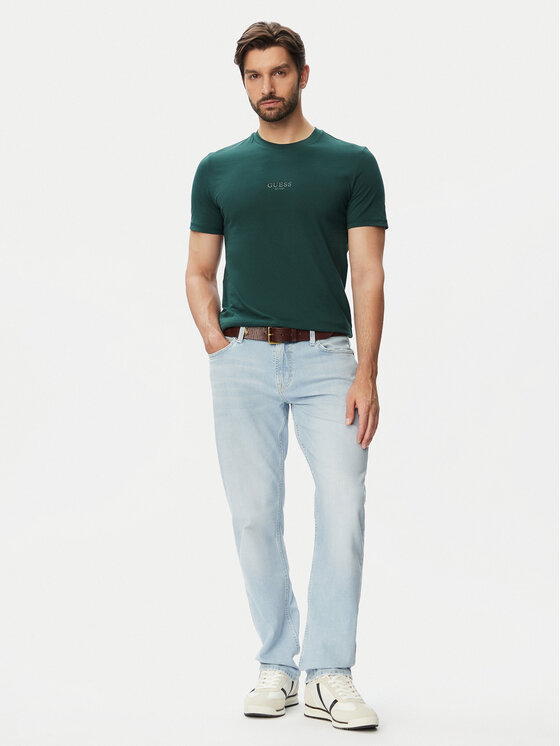 Guess Guess Тишърт M2YI72 I3Z14 Тъмнозелен Slim Fit