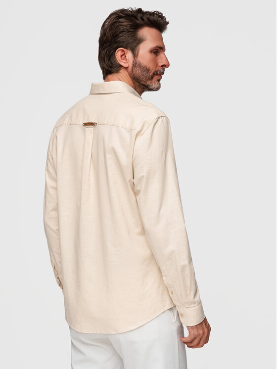 Ombre Ombre Koszula K706 Kremowy Regular Fit