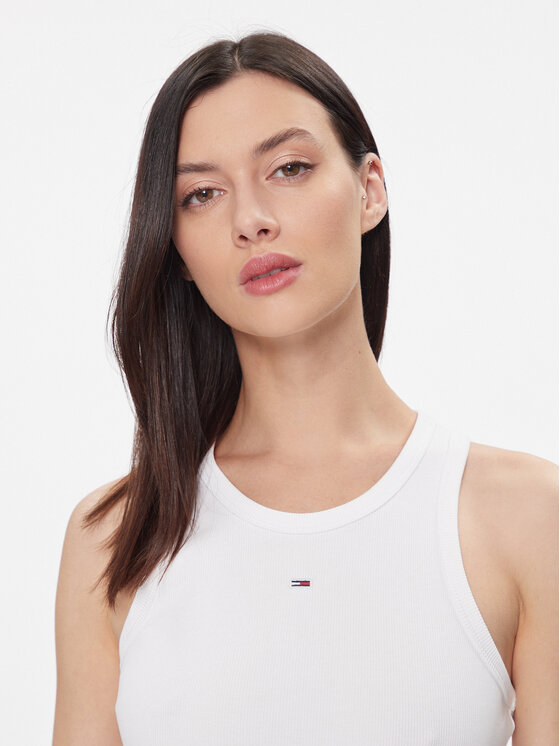 Tommy Jeans Tommy Jeans Ljetna haljina Essential DW0DW17406 Bijela Skinny Fit