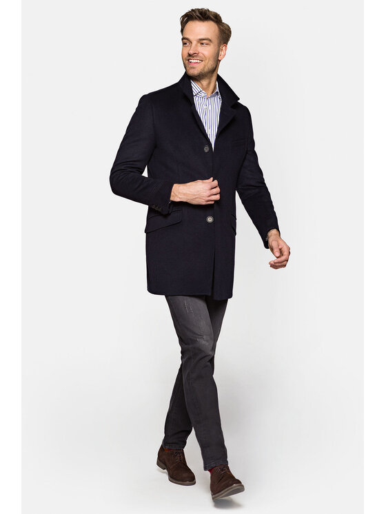 Lancerto Lancerto Płaszcz wełniany Granton 2 Granatowy Regular Fit