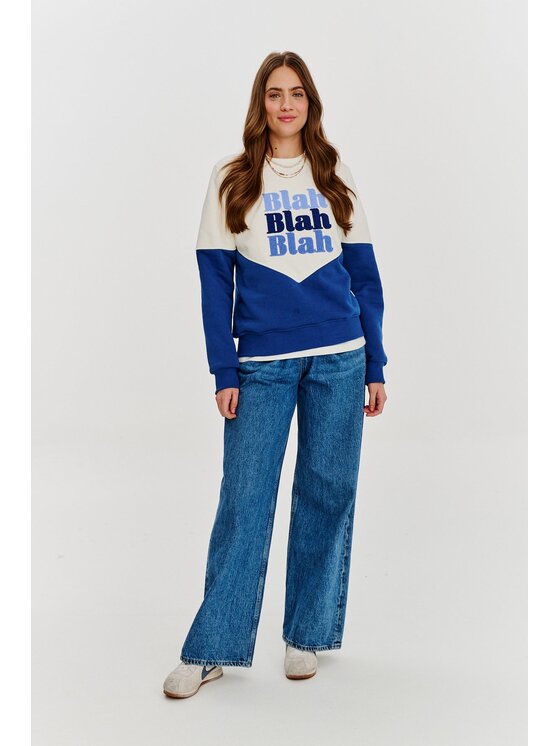 NAOKO NAOKO Mikina Blah Blah Blah Modrá Regular Fit