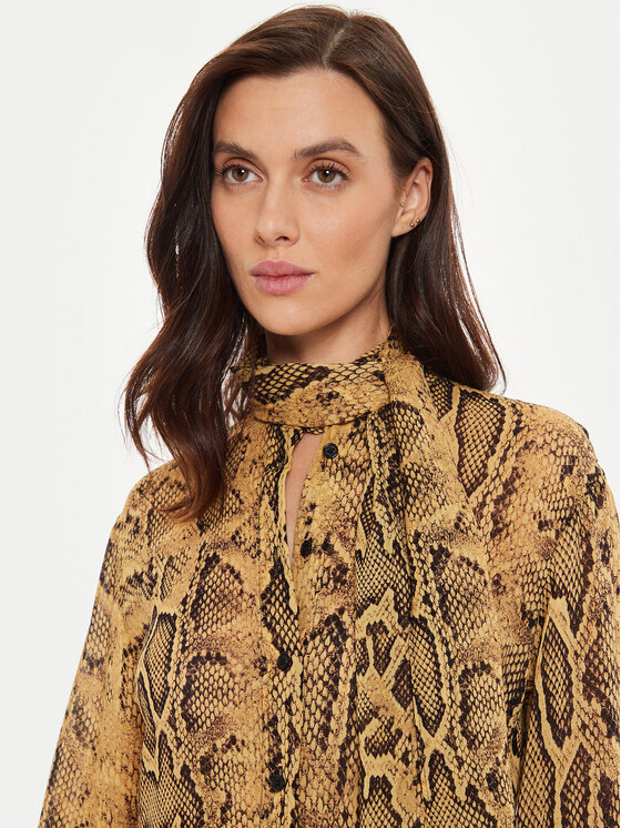 Sisley Sisley Рокля тип риза 4YBMLV065 Кафяв Regular Fit