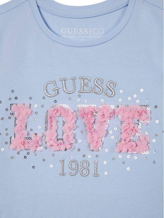 Guess Guess Tricou K6RI24 K6YW4 Albastru Regular Fit