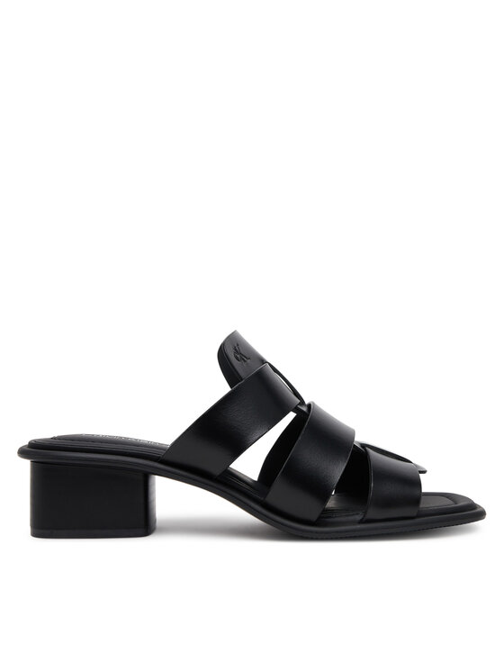 Calvin Klein Jeans Šľapky Heel Square Mg Lth YW0YW01702 Čierna