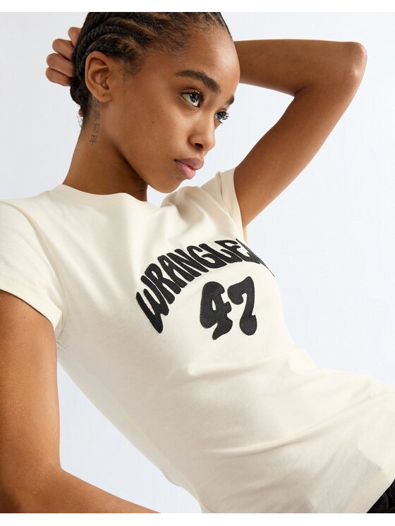 Wrangler Wrangler T-Shirt SHRUNKEN BAND TEE Biały Slim Fit