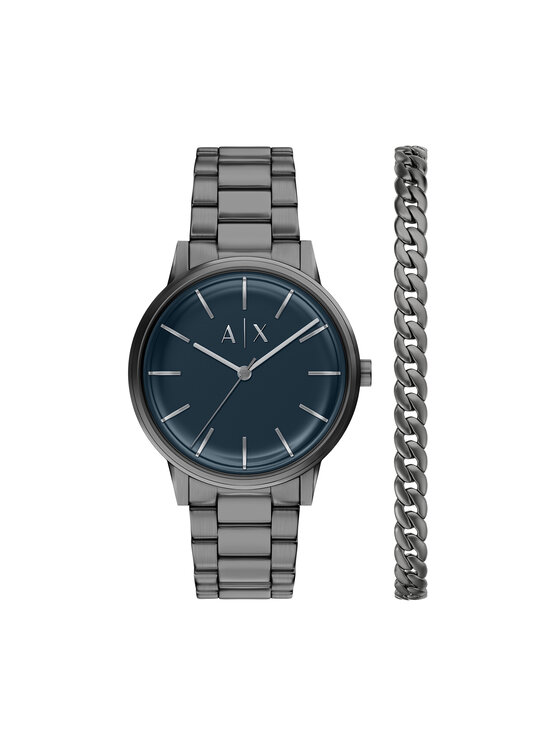 Armani Exchange Armani Exchange Pulksteņa un rokassprādzes komplekts Cayde Gift Set AX7183SET Pelēks