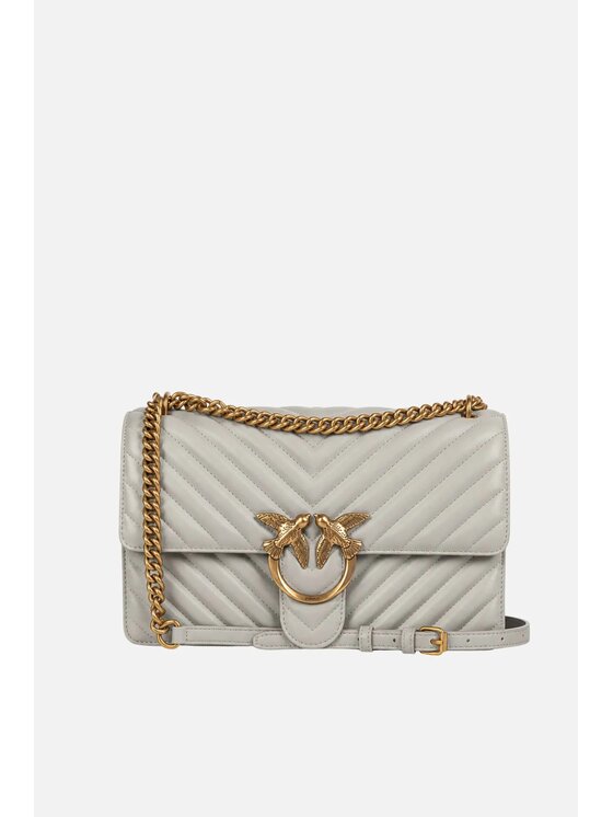 PINKO PINKO Torebka Love One Classic Dc Sheep Nappa Chevron Szary