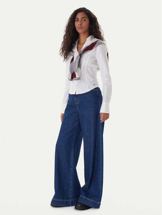 Tommy Jeans Tommy Jeans Риза Baby DW0DW22604 Бял Slim Fit