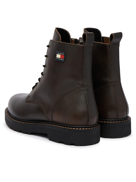 Tommy Jeans Tommy Jeans Pohodni čevlji Archive '01 Brushed Leather EM0EM01787 Temno rjava