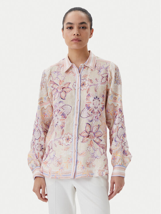 Hale Bob Hale Bob Marškiniai with linen Nia 4ZCA214A Smėlio Regular Fit