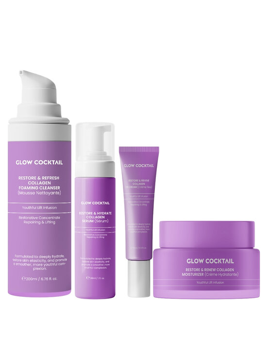 Glow Cocktail Glow Cocktail Zestaw Collagen Restore & Renew 4w1 Zestaw do pielęgnacji skóry