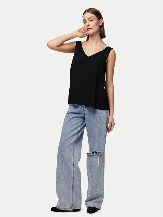 Pieces Pieces топ Franan 17146424 Черен Regular Fit