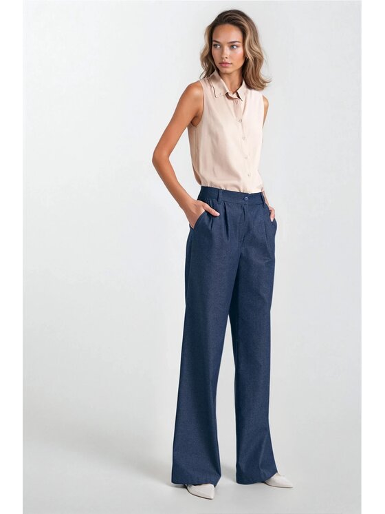 NIFE NIFE Kalhoty z materiálu SD83 Modrá Regular Fit