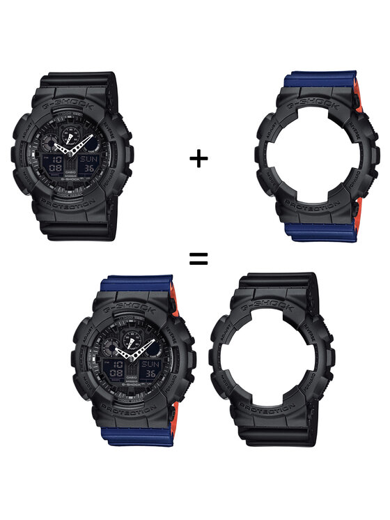 Casio Casio Zegarek SET GA-100-1A1ER + BEZEL 10358741 + PASEK 10527467 Niebieski
