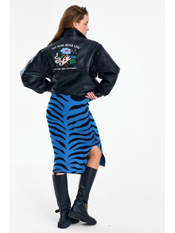 NAOKO NAOKO Spódnica midi Blue Rebel Błękitny Slim Fit