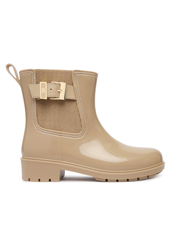 Tommy Hilfiger Tommy Hilfiger Cizme de cauciuc Th Buckle Glossy Ankle Rain Boot FW0FW09543 Bej
