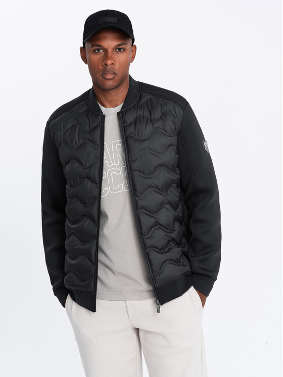 Ombre Ombre Kurtka bomber OM-JALP-0141 Czarny Regular Fit