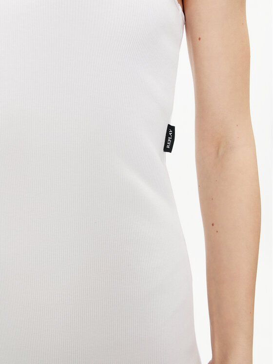 REPLAY Replay Трикотажна сукня W9074.000.23587 Білий Slim Fit