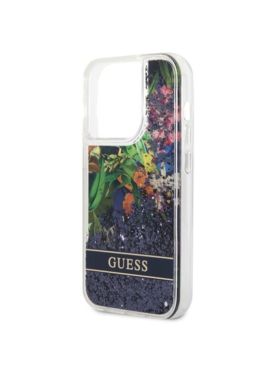 Guess Guess Etui na telefon Liquid Glitter Flower Niebieski