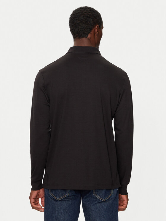 Tommy Hilfiger Tommy Hilfiger Тениска с яка и копчета MW0MW37317 Черен Regular Fit