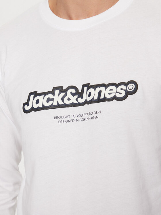 Jack&Jones Jack&Jones Majica z dolgimi rokavi Vesterbro 12266419 Bela Relaxed Fit