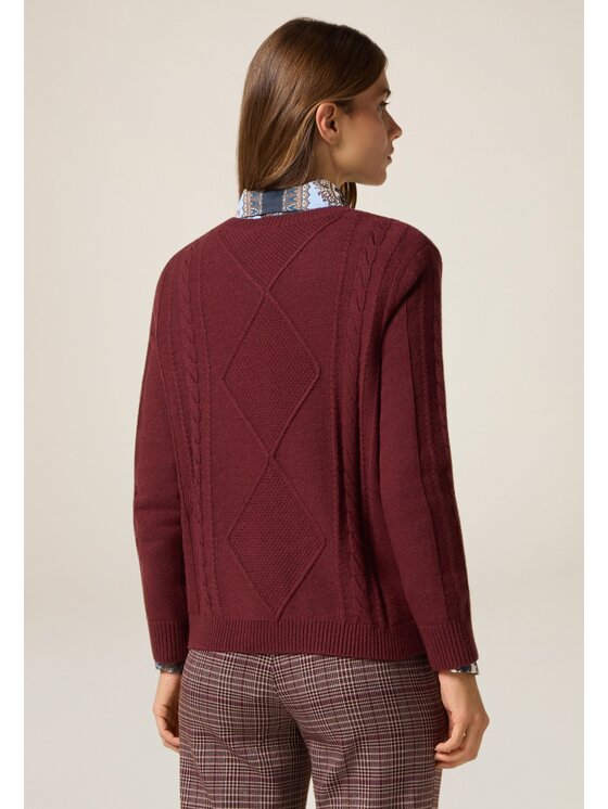 Oltre Oltre Cardigan M312J005050N036 Bordeaux Regular Fit