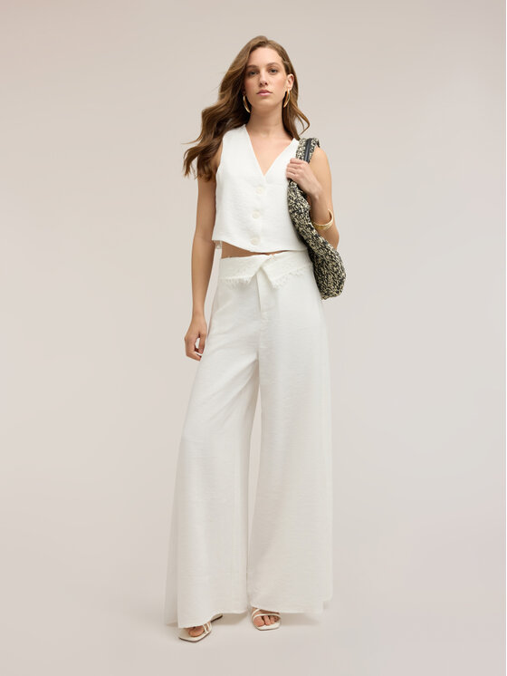 Motivi Motivi Pantaloni di tessuto P06RQ004924N011 Bianco Over Fit